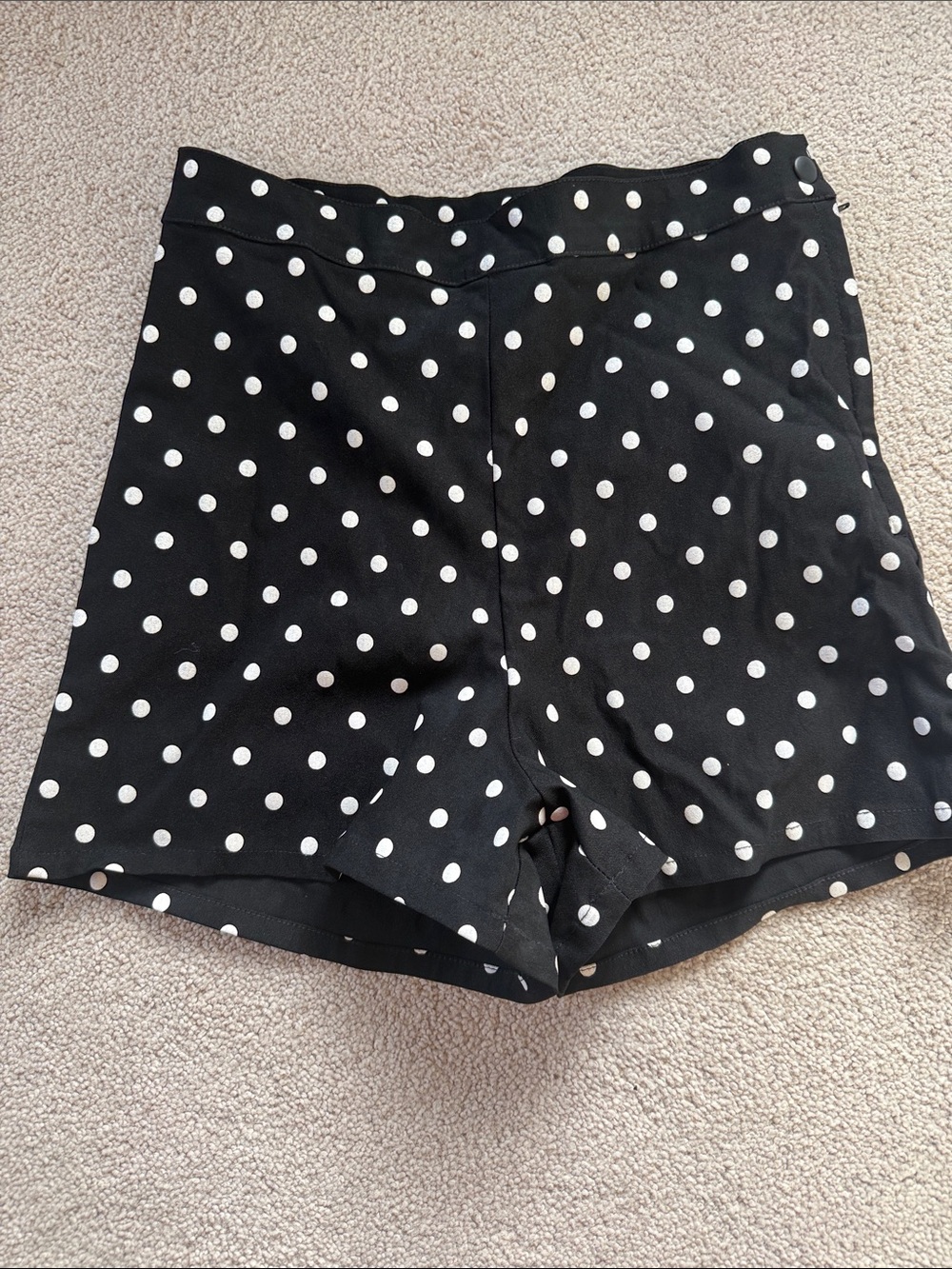 RockSteady Black High-Waist Polka Dot Shorts